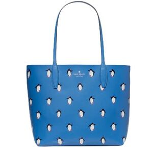 KS penguin blue large reversible tote bag